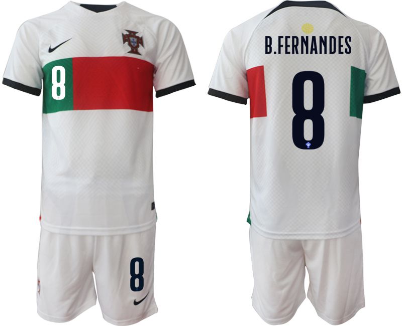 Men 2022 World Cup National Team Portugal away white #8 Soccer Jerseys->spain jersey->Soccer Country Jersey
